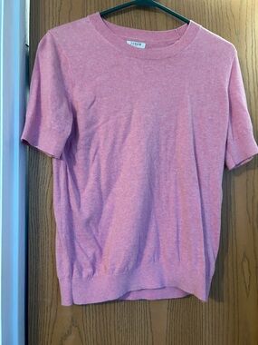 J. Crew Heather Pink Short Sleeve Crewneck Sweater